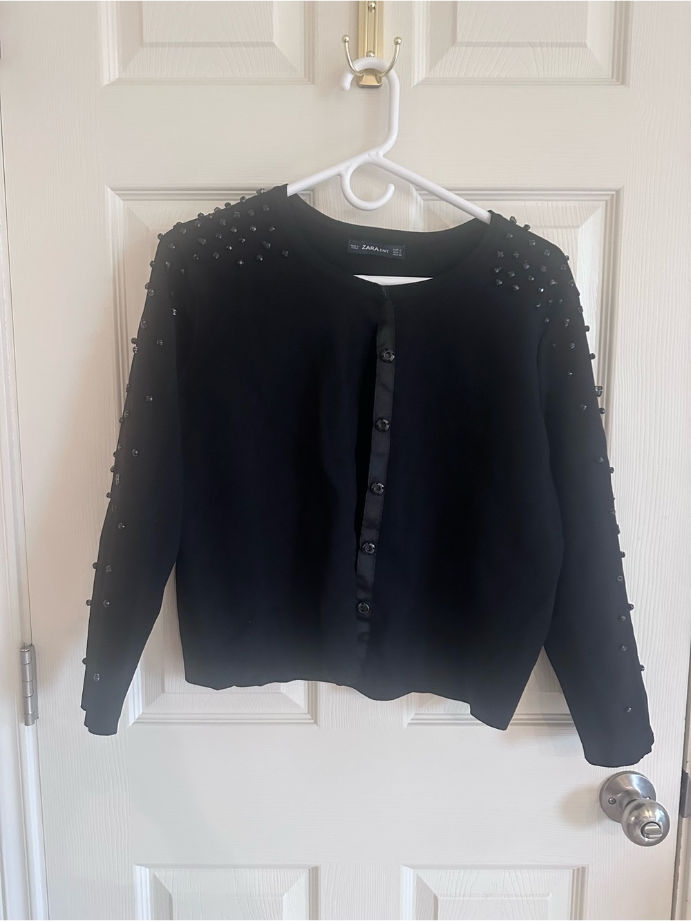 Zara Black Studded Button-Up Cardigan